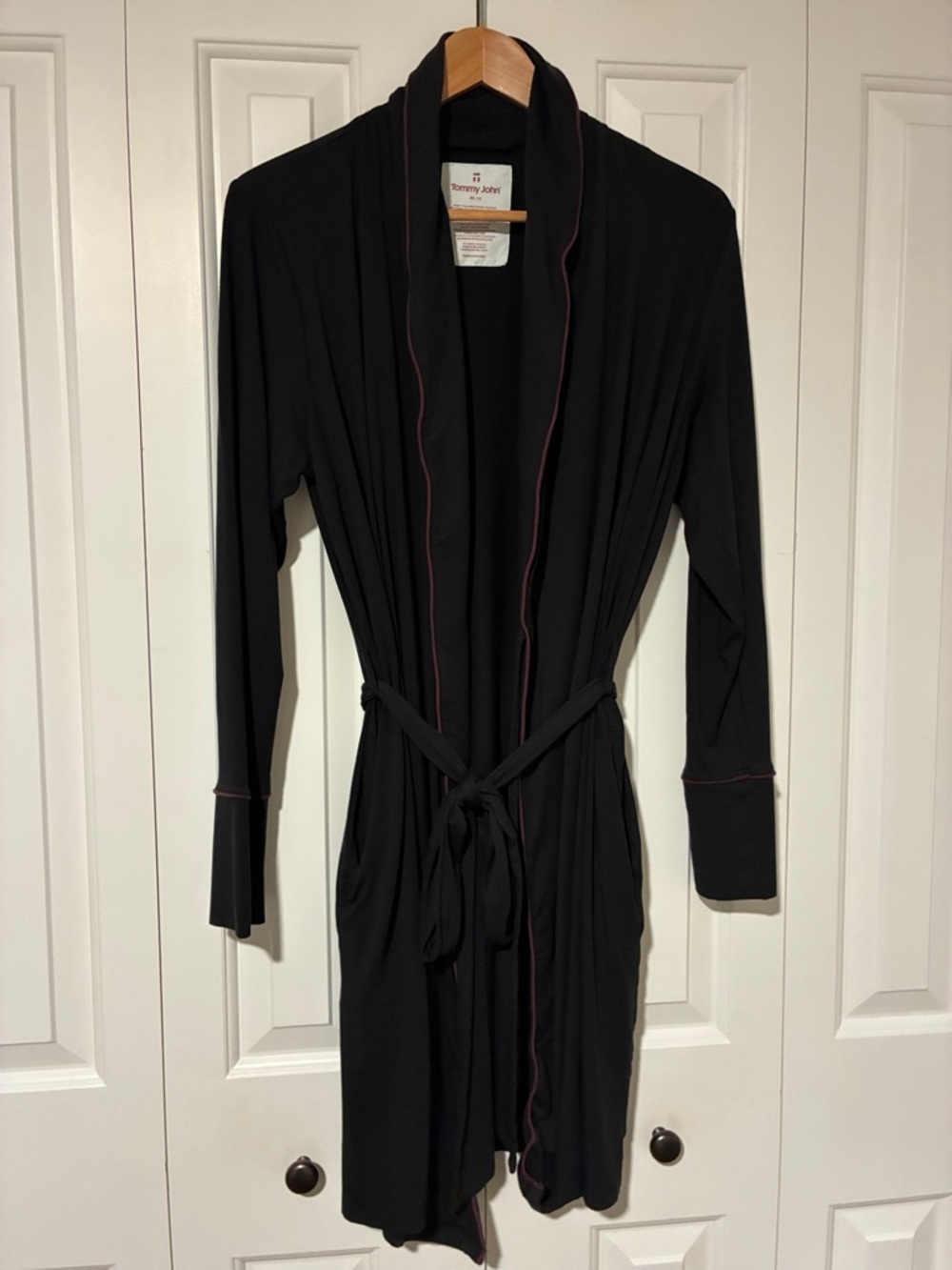 Tommy John Black Robe with Thin Red Trim